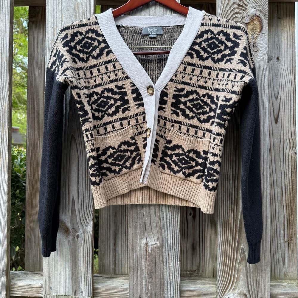 Belle by Belldini Geometric Aztec Print Cardigan Desert Chic Boho Western Size M